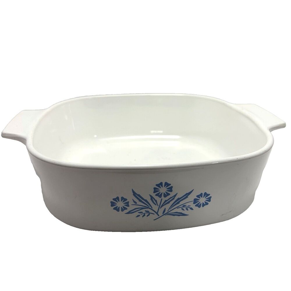 Vintage Corning Ware Blue Cornflower 1 Qt Quart Casserole Dish P-1-B 10x8.5x2.5"
